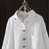Herbst Baumwolle Stickerei Hemden Damen Reverskragen Schleife Tops Mädchen Langarm Locker Blusen Altersreduktion Frühling