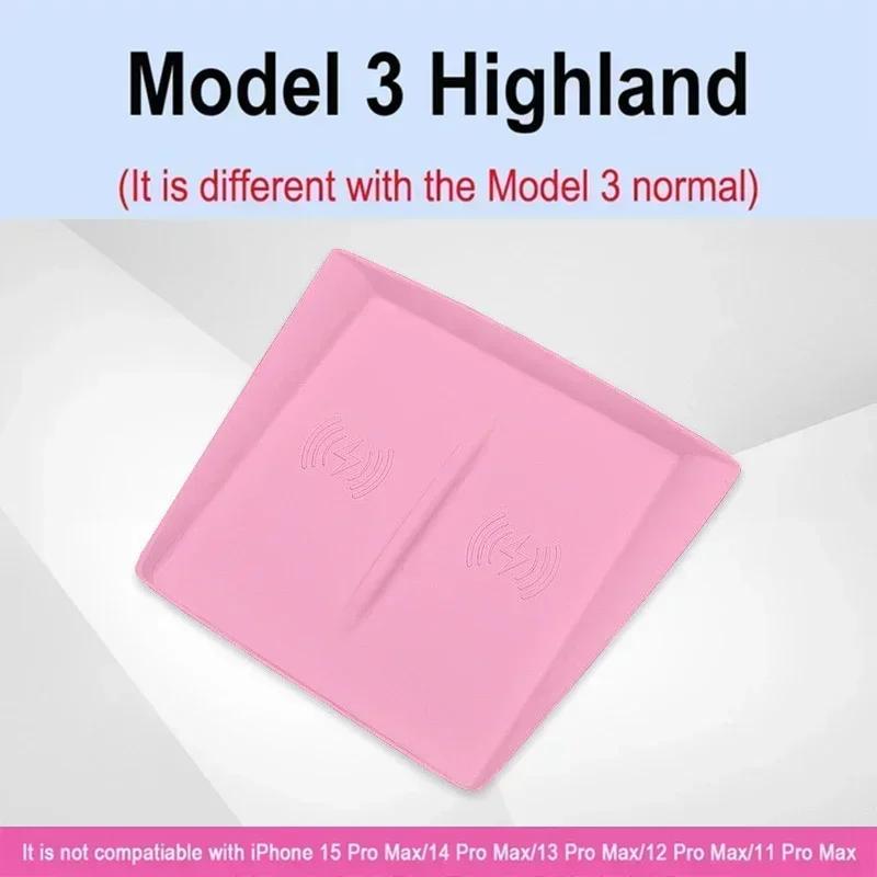 For Tesla Model Y 2025 Accessories Wireless Charging Pad Silicone Non-slip Pads For Tesla Model 3 Highland 2025-2025 Amagi