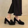 Fashion French retro fashion bow waterproof platform high heels women's shoes 2025 new square head thick heel thick sole single shoes