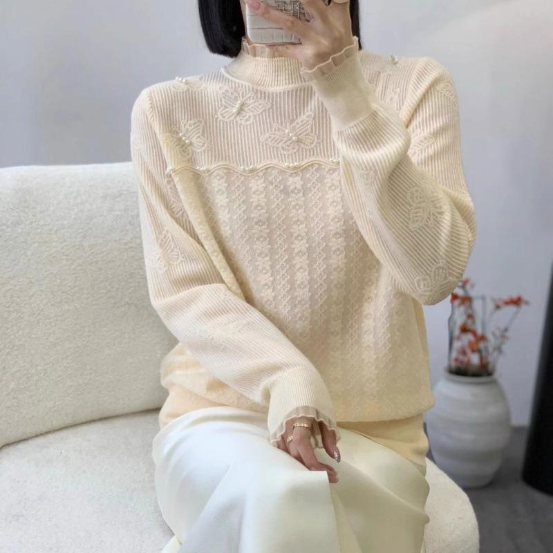 WTEMPO Autumn Women's Half High Collar Knitted Sweater Stylish and Unique Top