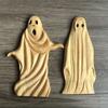 Halloween Ghost Sculpture Creepy Wood Carving Ghost Statue Figurine Table Sign Home Office Desktop Decoration Ornament