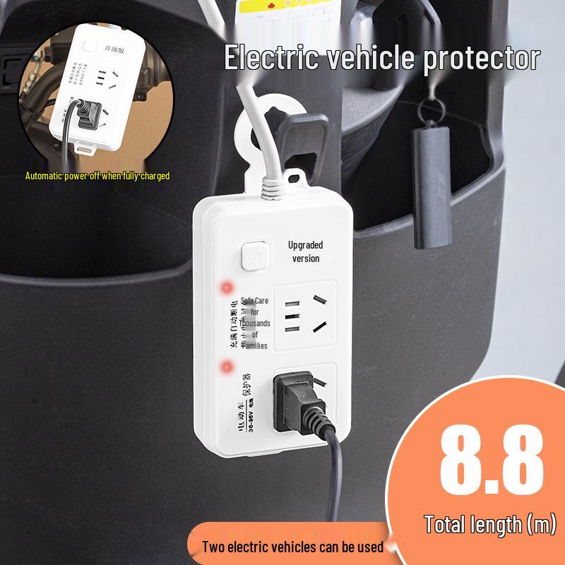Smart Socket with Auto-Off Electric Vehicle Charging Protector – Anti-Overcharge Extension for E-Bikes