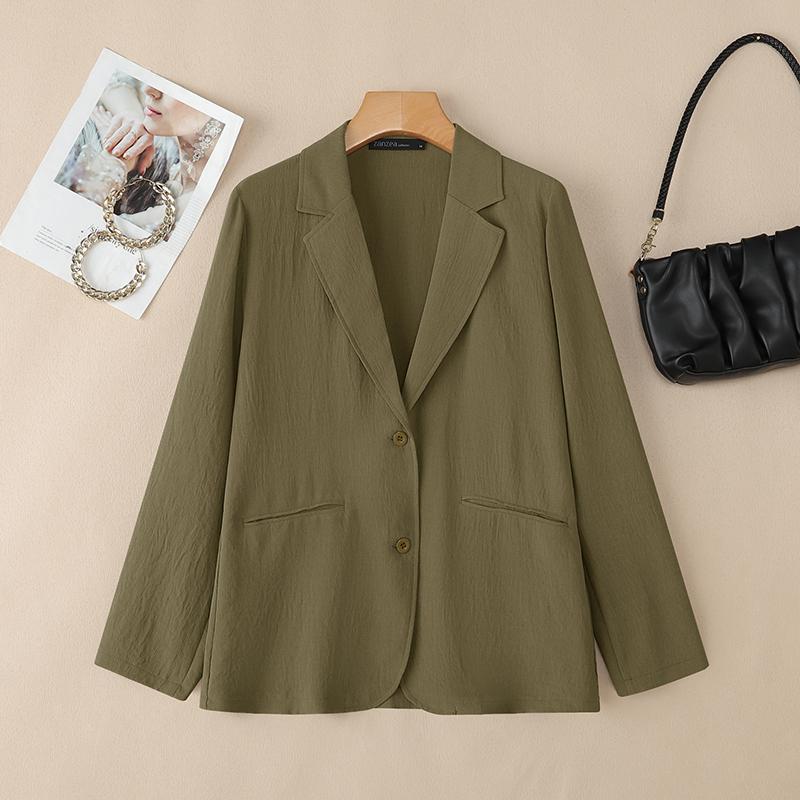 ZANZEA Women Turn Down Collar Casual Long Sleeve Thin Cardigan Blazer