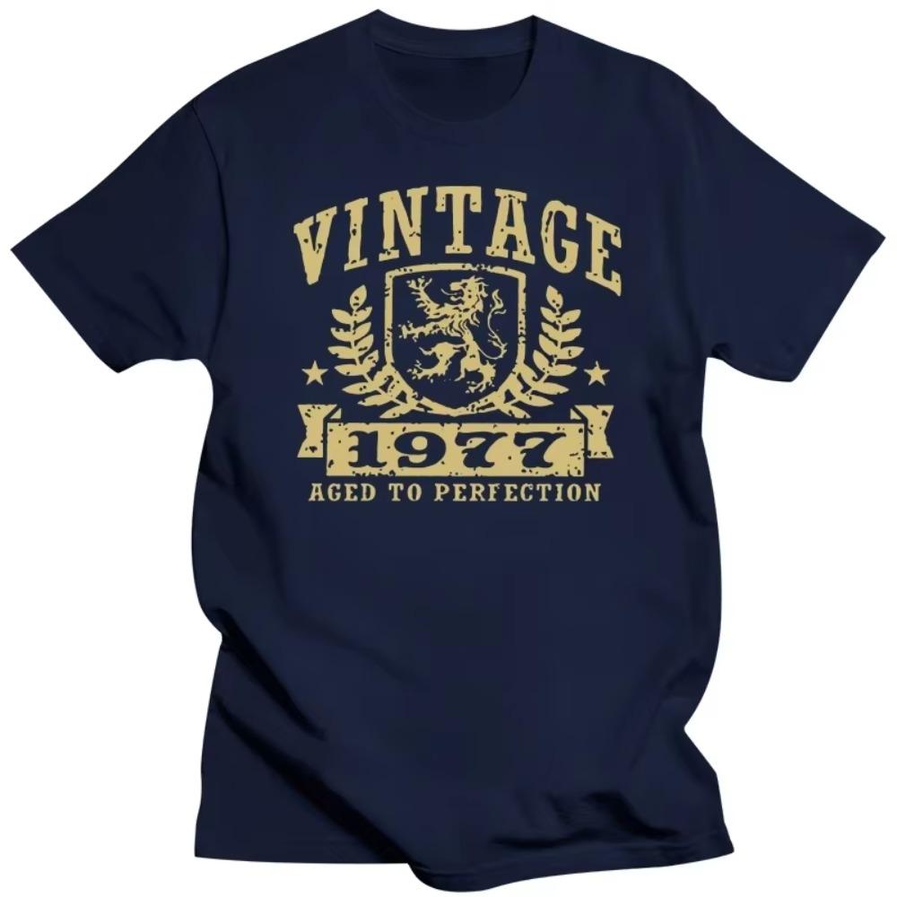 Funny Vintage 1977 Tshirt Men Short Sleeves 43 Years Old T-shirt 43rd Birthday Gift Slim Fit Pure Cotton Tee shirt Merchandise