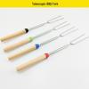 Telescopic Stainless Steel Barbecue Fork Set with Wooden Handle - 4 Colors