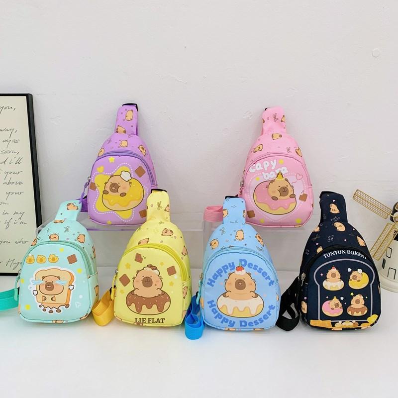 School Bag Breast Bag Cartoon Boys and Girls Change Bag Kapibara Casual Shoulder Messenger Bag Back