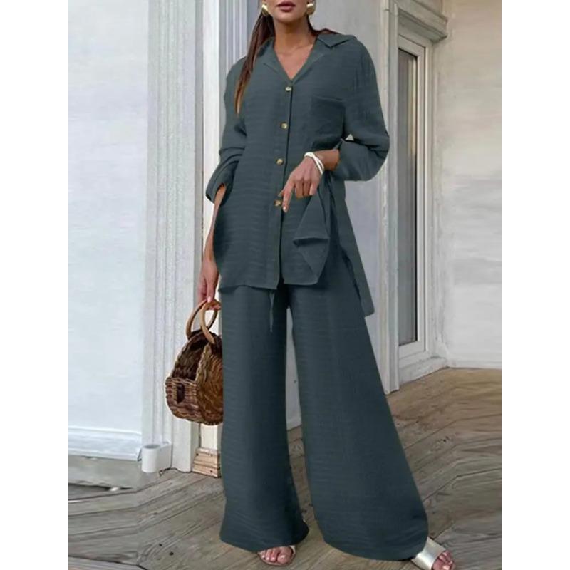 QICED Autumn Women's Fashion Top, Women's Leopard Print Pants, Casual Loose Suit