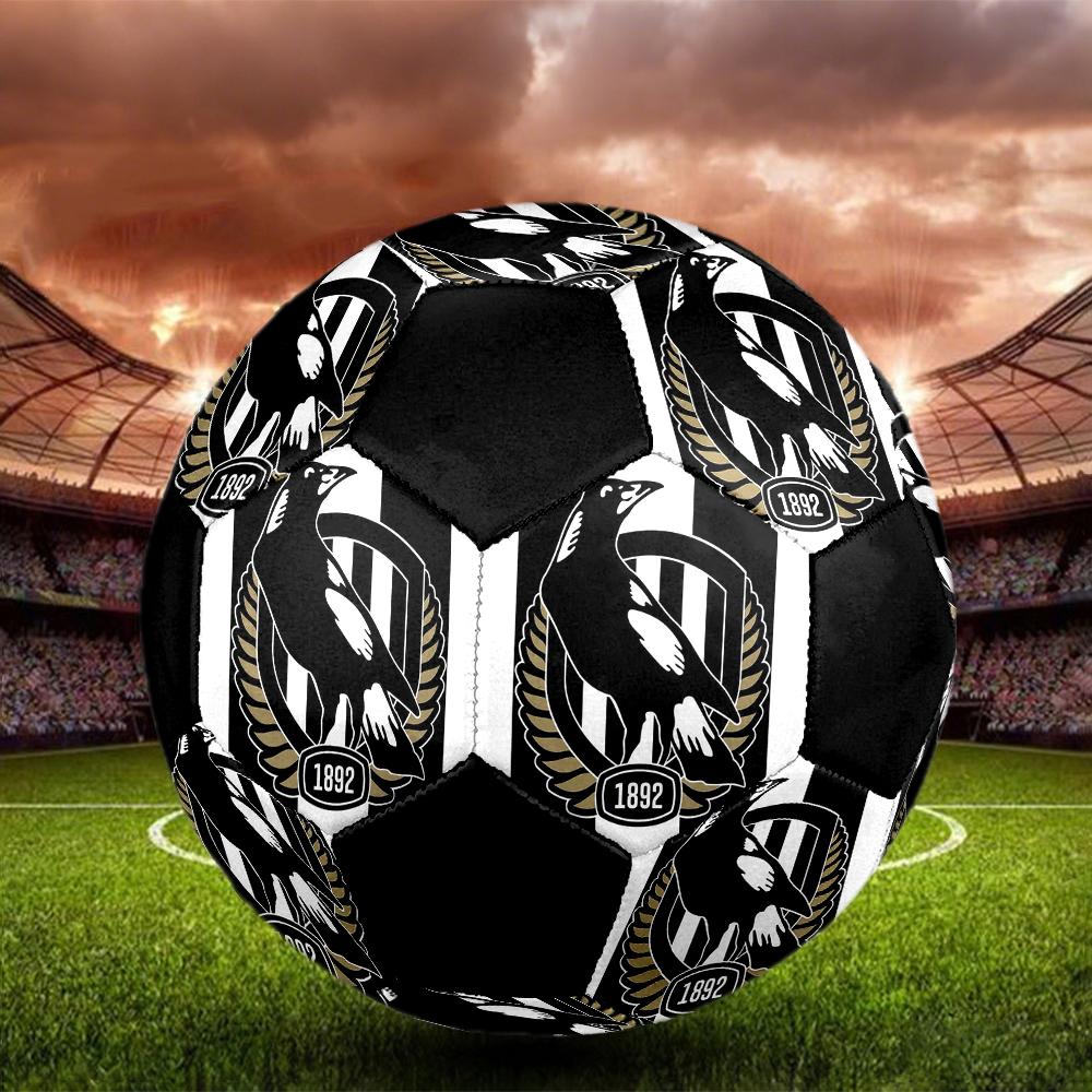SIZE 5 Collingwood Magpies Soccer Ball Colorful All Ages Machine Stitched PVC Competition Ready Durable High-Bounce