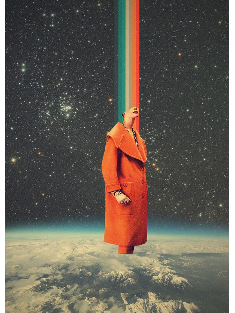 Vinatge Space Collage Night Sky Posters Canvas Painting Galaxy Moon Surrealism Wall Art Picture For Living Room Home Decoration