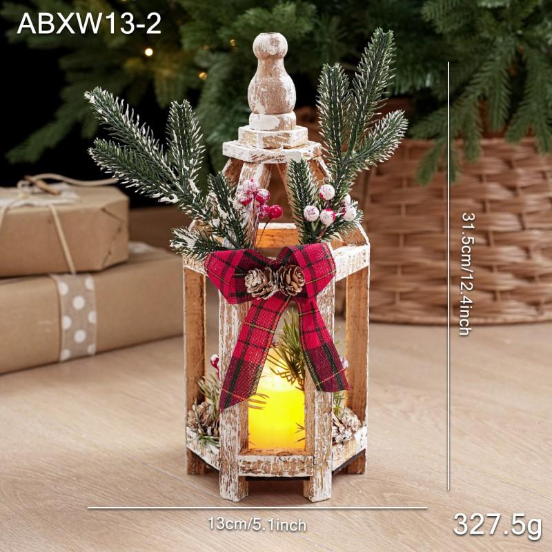 Christmas Wooden Lighted Snow House Mini Cabin European Vintage Xmas Decor