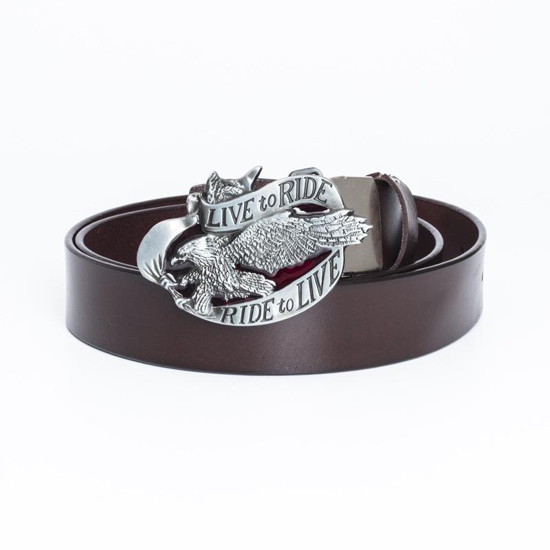 Men's Retro Cowhide Leather Belt with 3D Eagle Buckle - Fashionable and Stylish Trousers Accessory