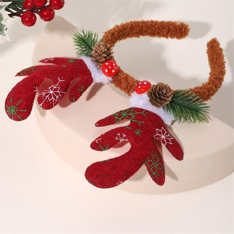 Mistletoe Fashionable Antler Head Hoop Eye-catching Hair Ornament Hair Styling Tool for Children Adults Photo Props