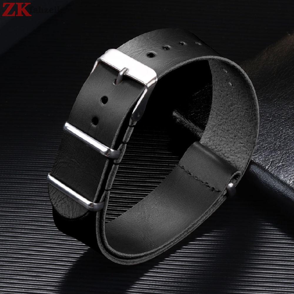 PU Leather Watchband 24mm Watch Accessories 22mm Military Leather Watchband Strap Artificial Leather Bracelet 18mm 20mm