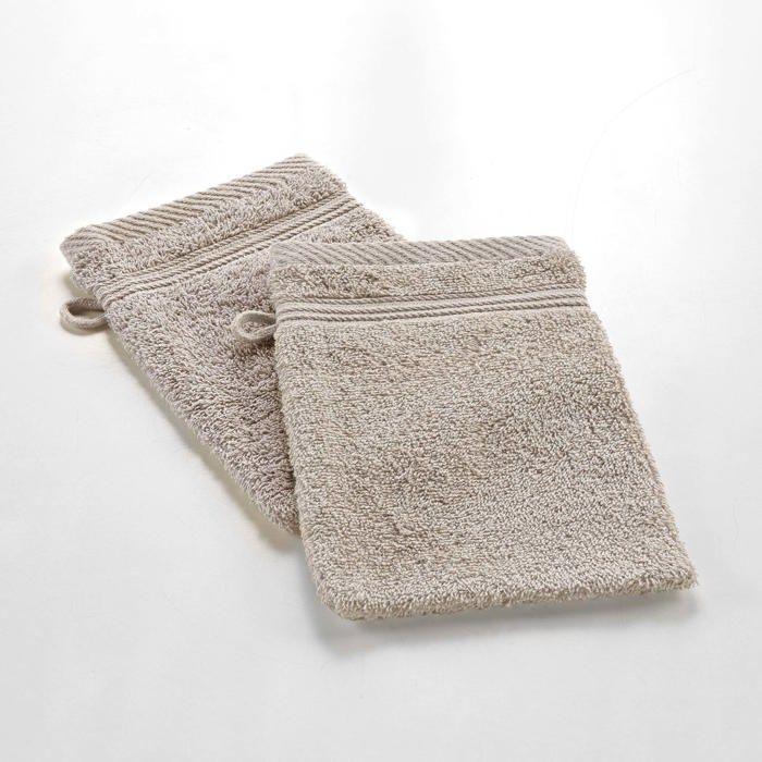 Lot De 2 Gants De Toilette 15 X 21 Cm Tendresse Taupe
