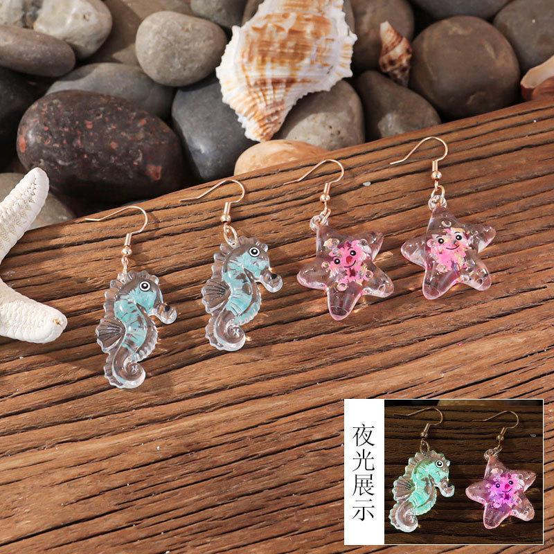 Holiday style tropical fruit earrings women ins niche luminous pineapple strawberry earrings seaside dopamine earrings tide