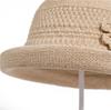 Elegant Temperament Women'S Top Hat Women'S Woven Flower Mother Bucket Hat Summer Outdoor Vacation Sunshade Basin Hat