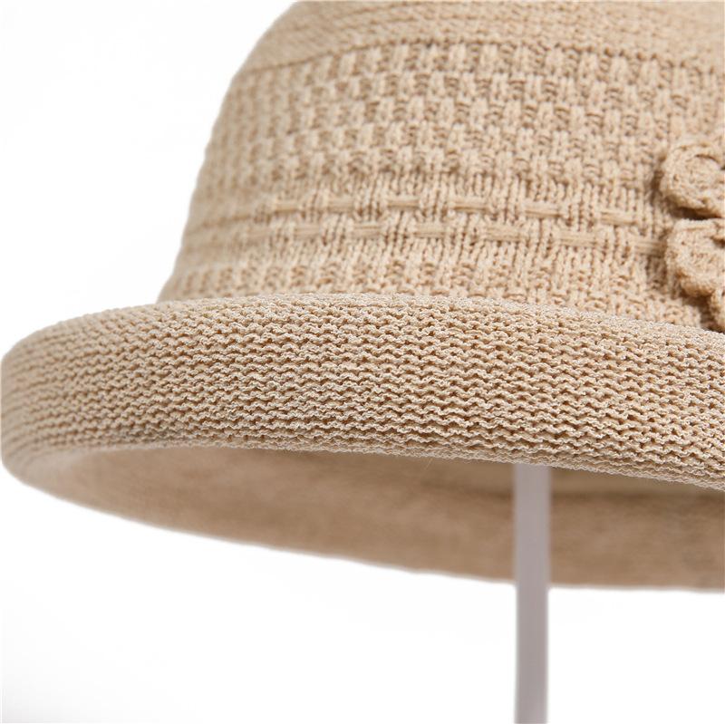 Elegant Temperament Women'S Top Hat Women'S Woven Flower Mother Bucket Hat Summer Outdoor Vacation Sunshade Basin Hat