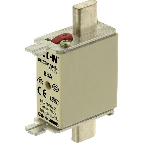 Fuse Link, LV, 63 A, AC 500 V, NH000, gL/gG, IEC, Double Indicator