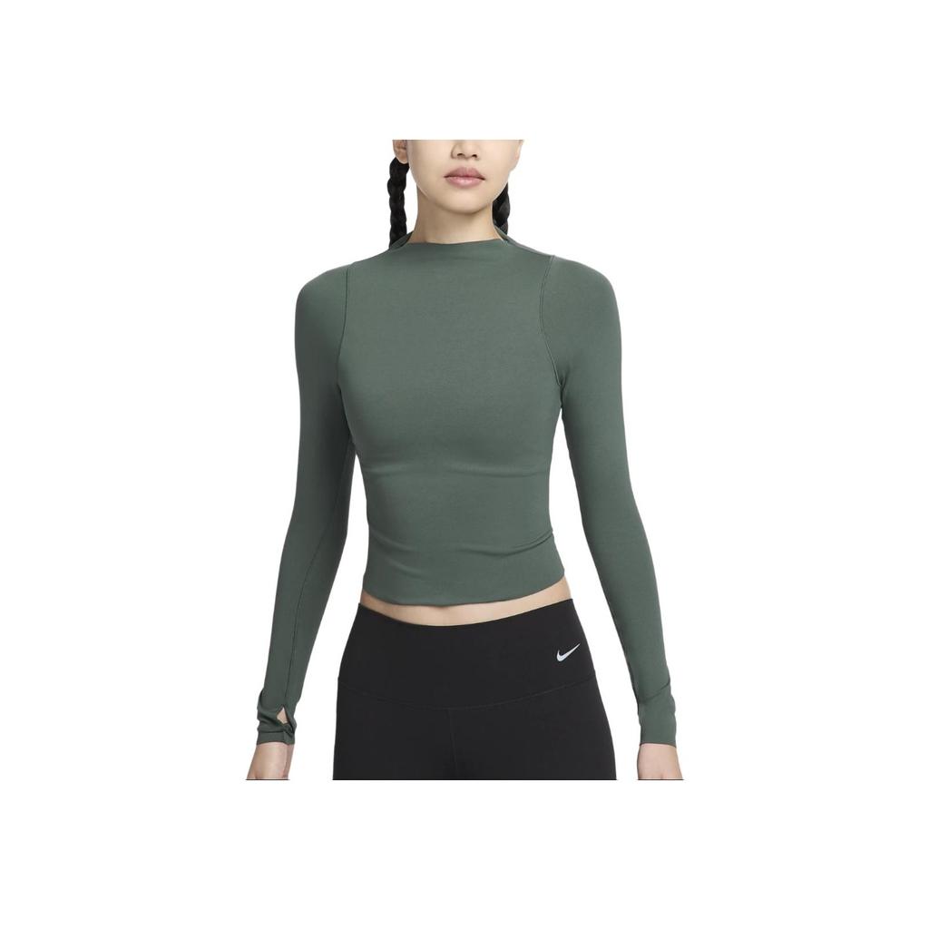 Nike Solid Color Yoga Training Pullover Quick-Dry Long Sleeve Fitness Top Women Tops Green FN3023-338