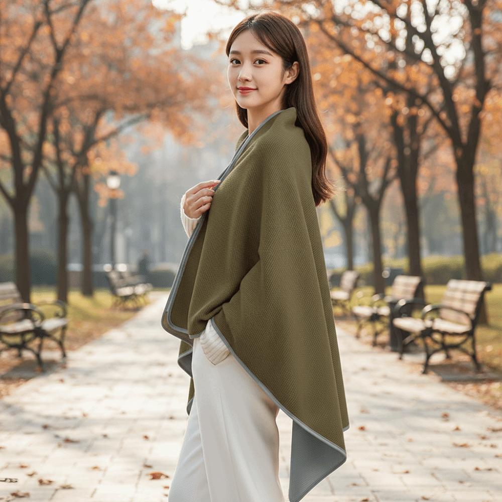 Windproof USB Heated Shawl Washable Heating Large Shawl Wearable Electric Heated Blanket  Sofa