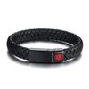 Bracelet d'identification médicale d'alerte gravé personnalisé, Bracelet jonc en cuir tressé à boucle magnétique en acier inoxydable pour hommes