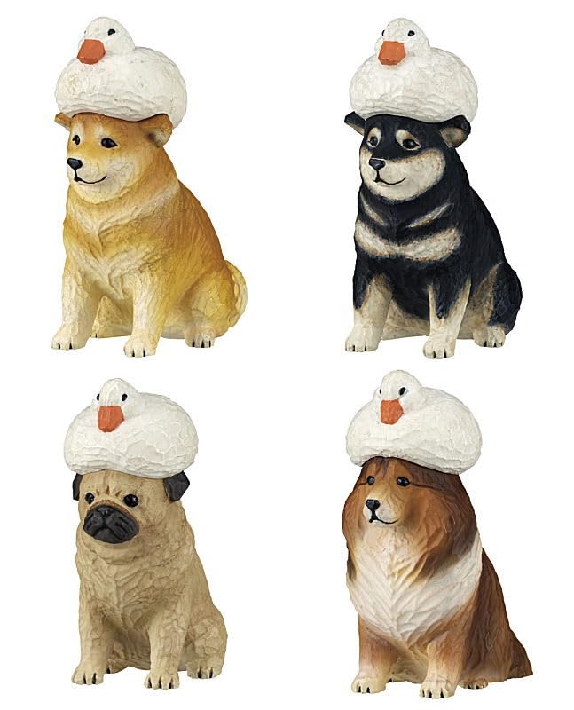 

Akane Wood Carving Duck and Dog Set of Gacha Capsule Toy [Complete 4]