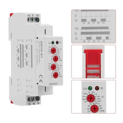 AYNEFY GRT8 Mini Temporizador Cíclico Assimétrico Relé de Tempo de Ciclo Repetitivo ON/OFF AC 230V Relé de Tempo de Retardo Cíclico Miniatura