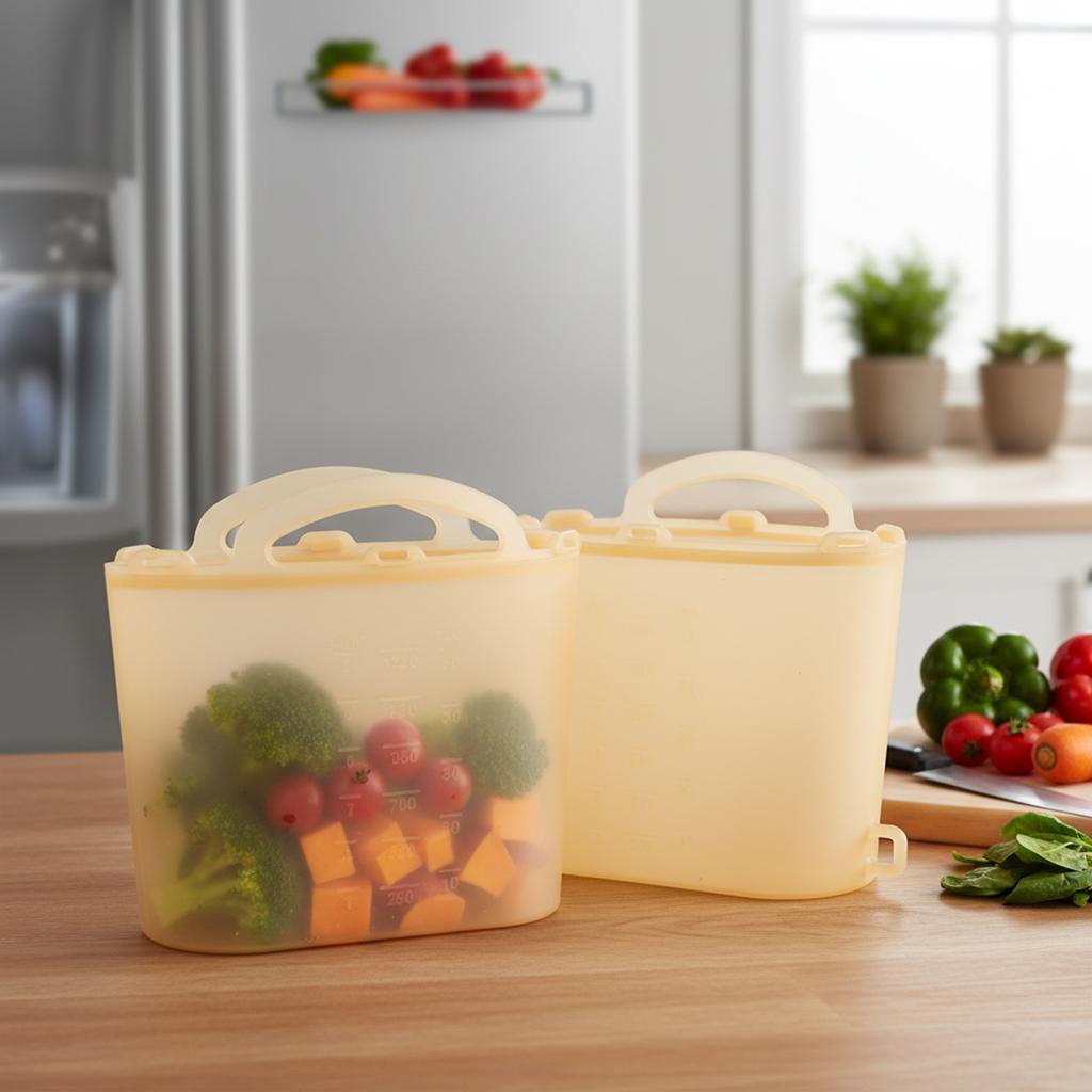 Food Grade Silicone Storage Bags Reusable Airtight For Fridge Kitchen Vegetable Baby Food