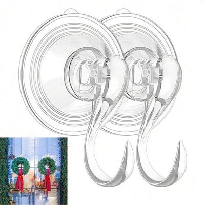 Schwerlast-Saugnapf-Kranzaufhänger, 22LB Tragkraft, Bohrfreie Haken für Fensterglas-Tür, Abnehmbar für Weihnachts-Halloween-Dekoration