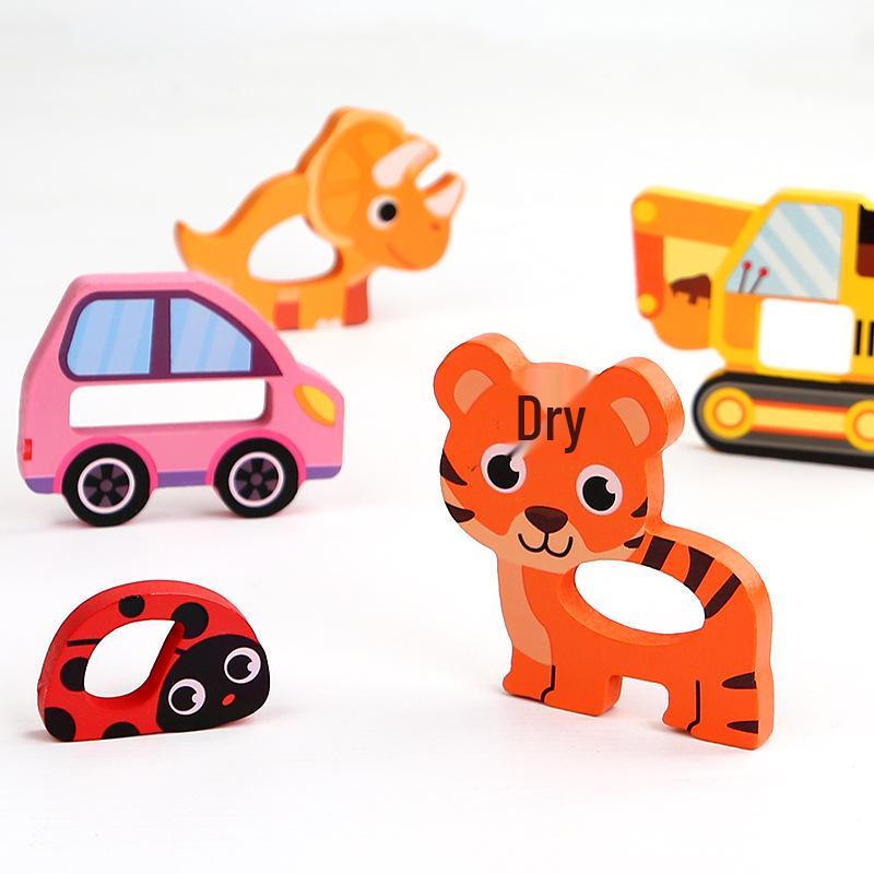 Wooden Educational Animal & Transport Puzzle Blocks for Kids