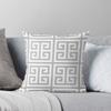 Greek Key Silver Gray And White Pattern Throw Cushions & Pillows Without Core