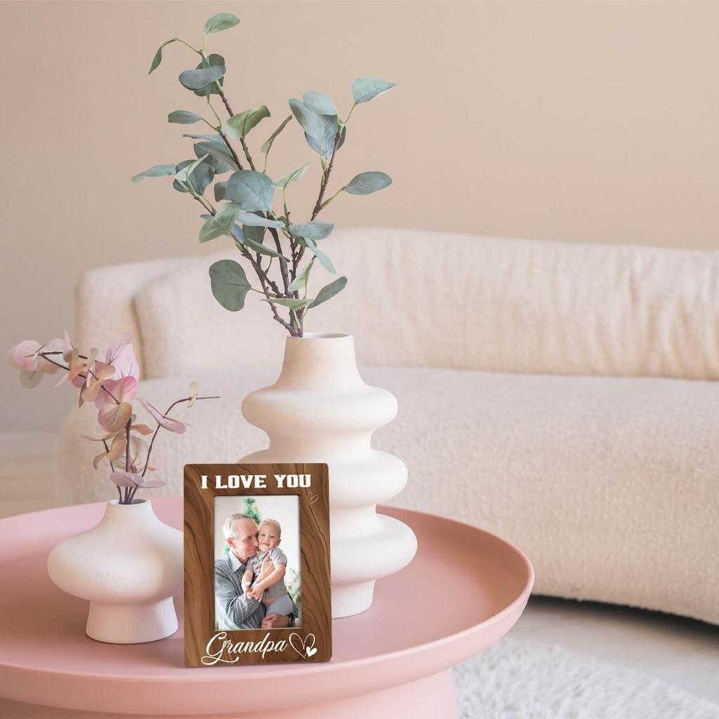Grandpa Gift, I Love You Grandpa Photo Frame, Holds 4 X 6 Inch Photo, Farmhouse Wooden Picture Frame Gift, Father's Day Gifts for Papa, Grandpa