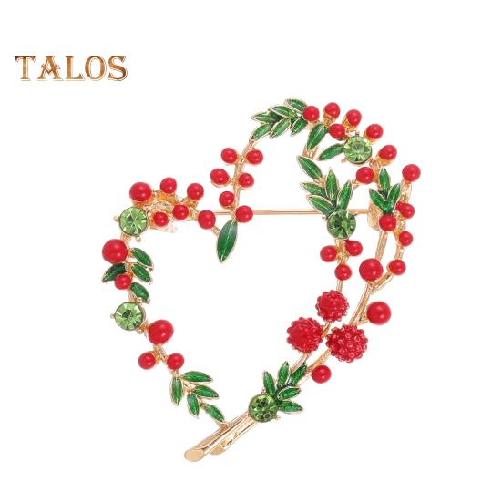 

Vintage Oil Drop Mimosa Fruit Brooch Love Wreath Corsage Shiny Rhinestones Clothes Hat Badge Mother Day Gift червоний