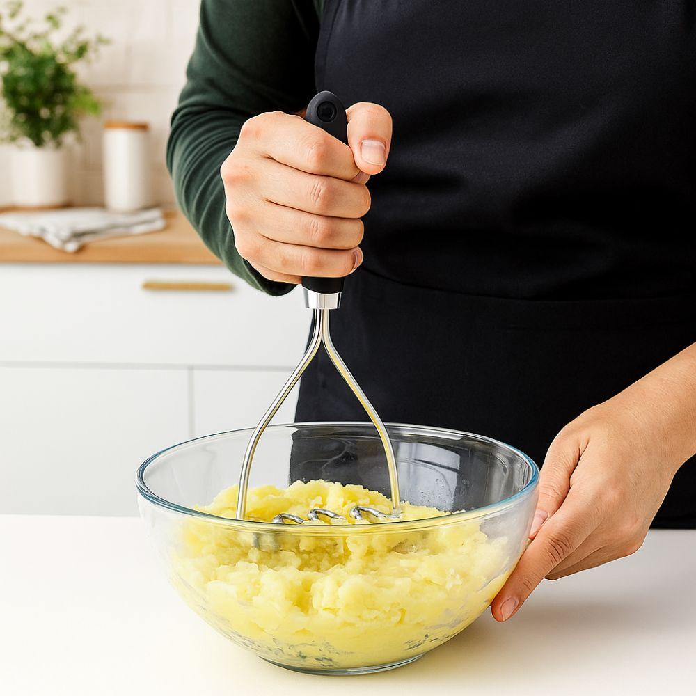 Stainless Steel Manual Potato Masher Wave Heavy Duty Mud Press Masher Multifunctional Durable Vegetable Crusher Children Food