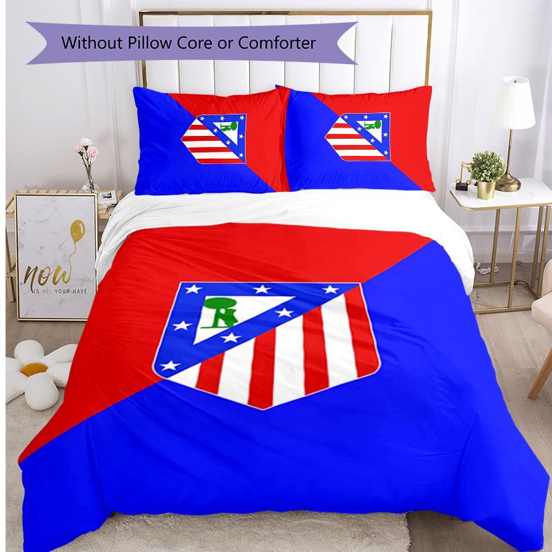 Set Biancheria da Letto 3 Pezzi con Stampa Atletico Madrid Morbido Delicato sulla Pelle Lavabile Copripiumino e Federe Set per Tutte le Stagioni Camera da Letto