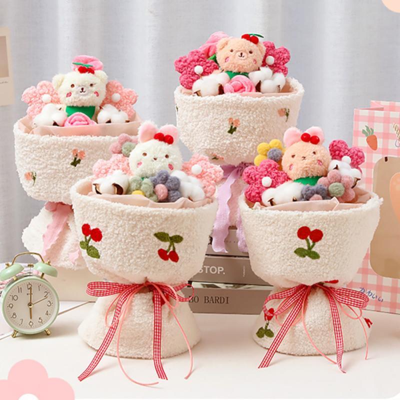 Cute Plush Teddy Bear Bouquet With Roses Ideal Gift For Valentine's Day