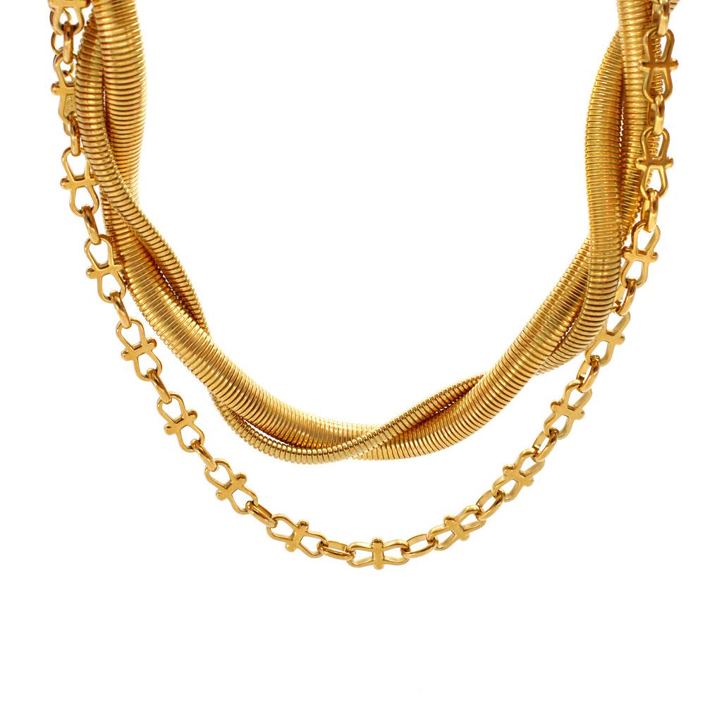 Elegant 18K Gold Bow Chain Layered Necklace