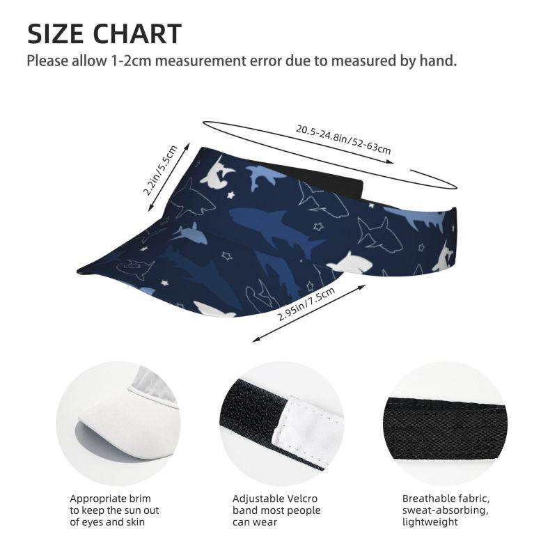 Cute Cartoon Sharks Pattern Sun Visor Hat Adjustable Empty Top Baseball Cap Outdoor Beach Golf Running Tennis Caps for Women Men