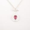 Pink Tourmaline Gemstone 925 Stamped Silver Jewelry Handmade Round Pendant 1.4" PP-57-11