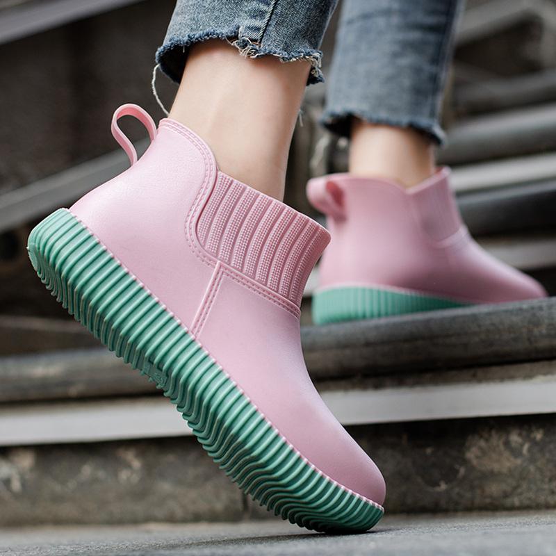 Fashion Japanese Rain Shoes Women Summer Low-top Waterproof shoe Integrated Forming Non-slip Work Rubber Shoes Fashion Women Rain shoes