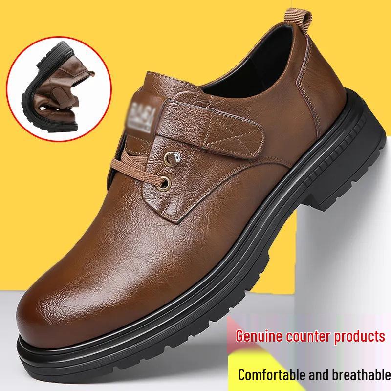 Men s Retro Breathable Leather Shoes - Autumn British Style, Versatile Soft Sole Sports Shoes for Work and Casual Wear 38