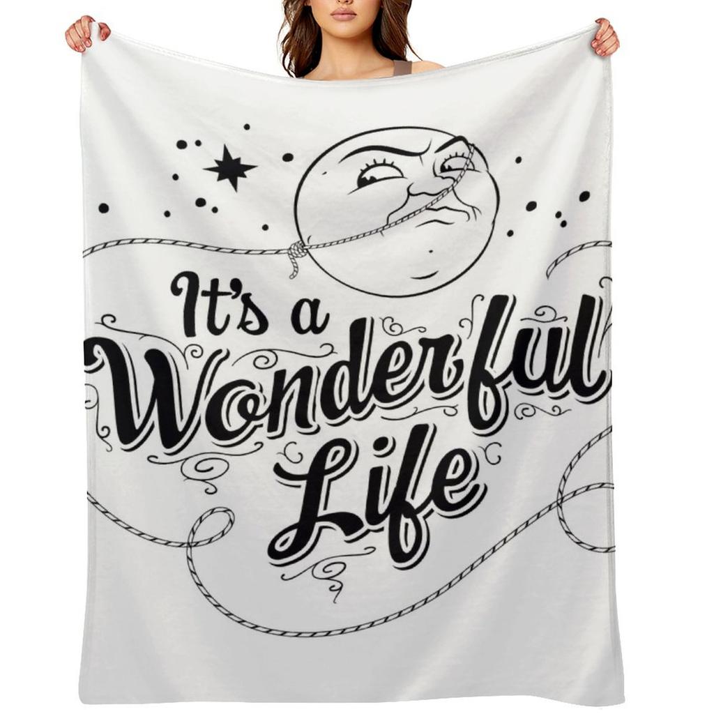 It's a Wonderful Life - Title Throw Blanket Decoratives Cute Plaid Extra Large Throw Bed linens Blankets