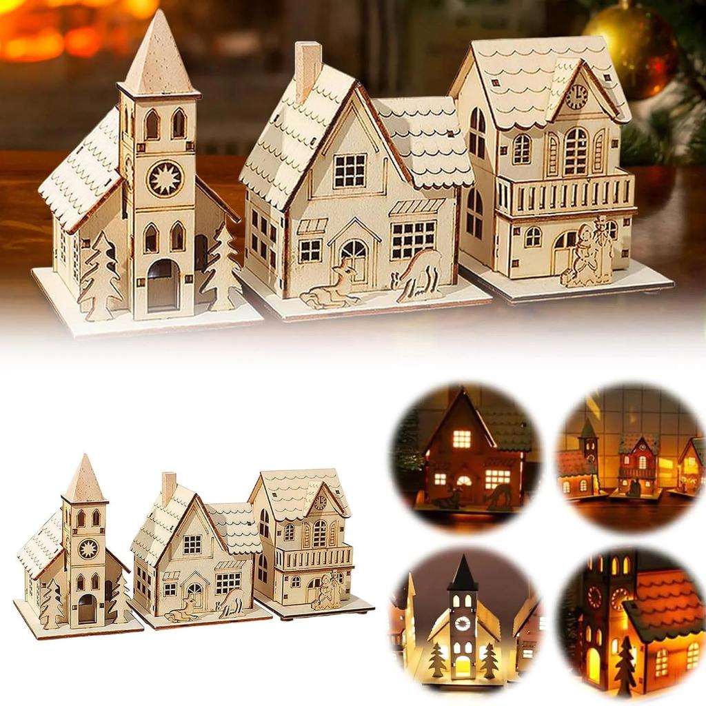 Christmas Decorations, Glowing Cabins, Snow House Christmas Tree Decoration Gifts, Window Ornaments