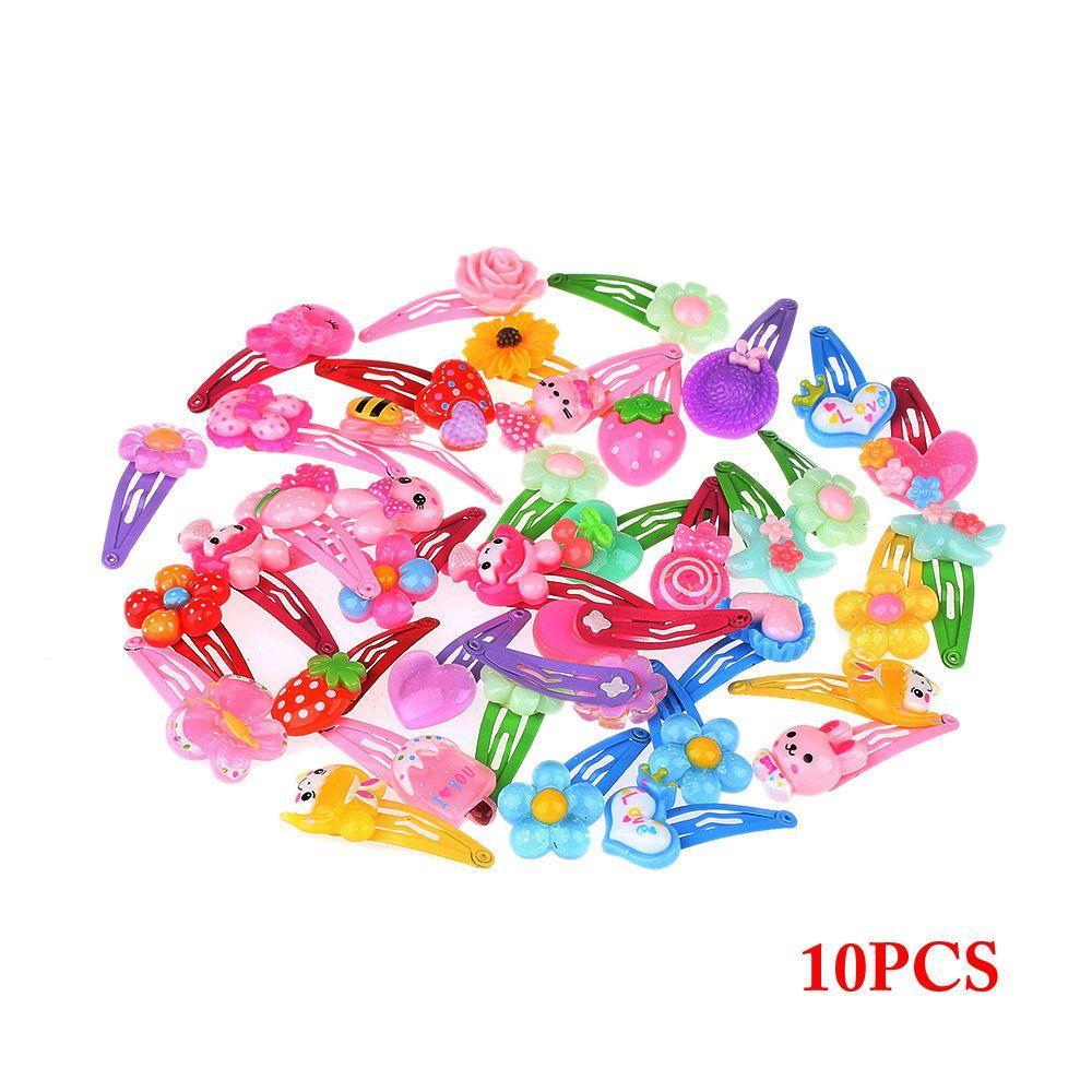 10/20PCS Lovely Cartoon Pattern Infant Jewelry Hair Clips Girls Hairpins Flower Shaped