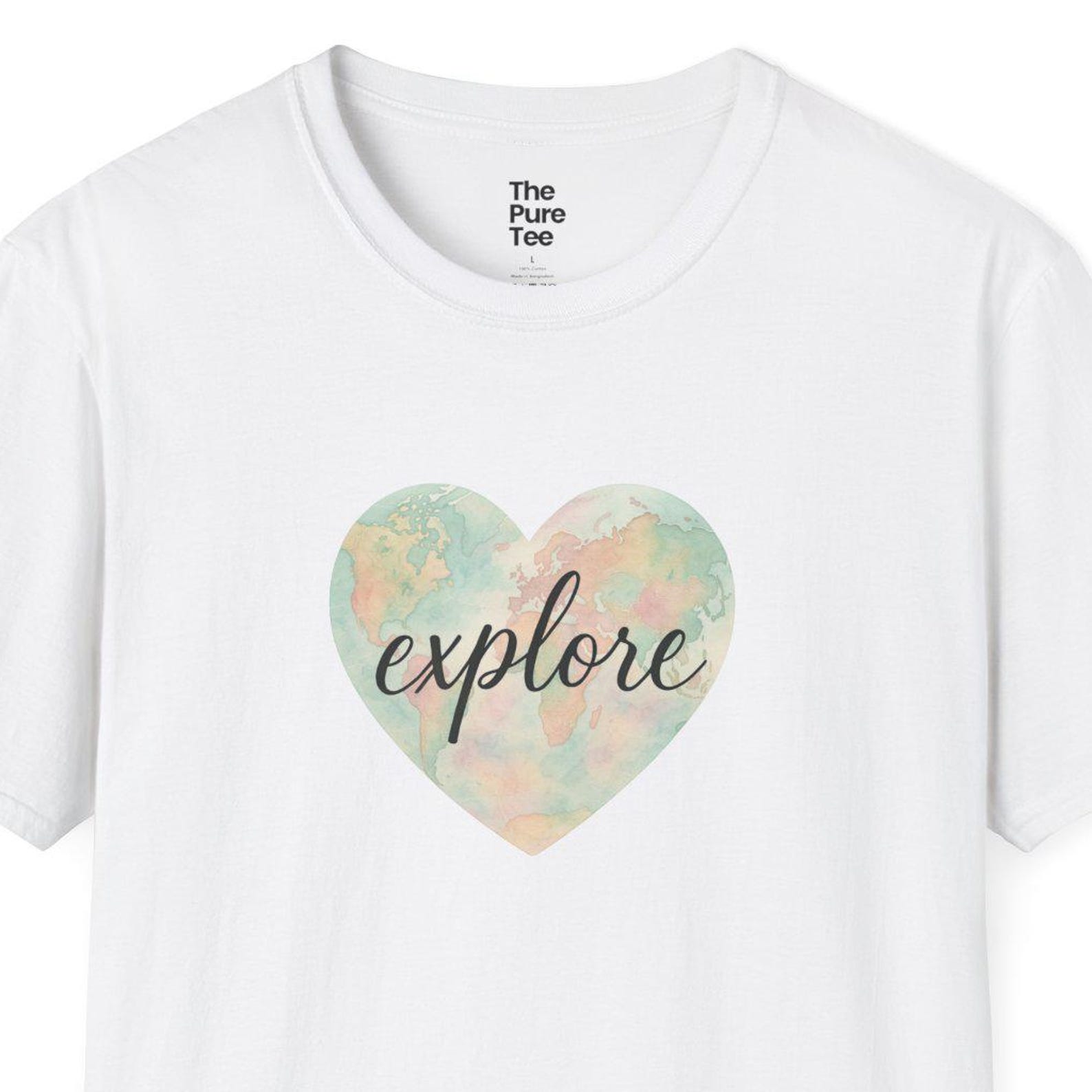 Travel Heart Map T-Shirt, Explore Adventure, Unisex Soft Cotton M