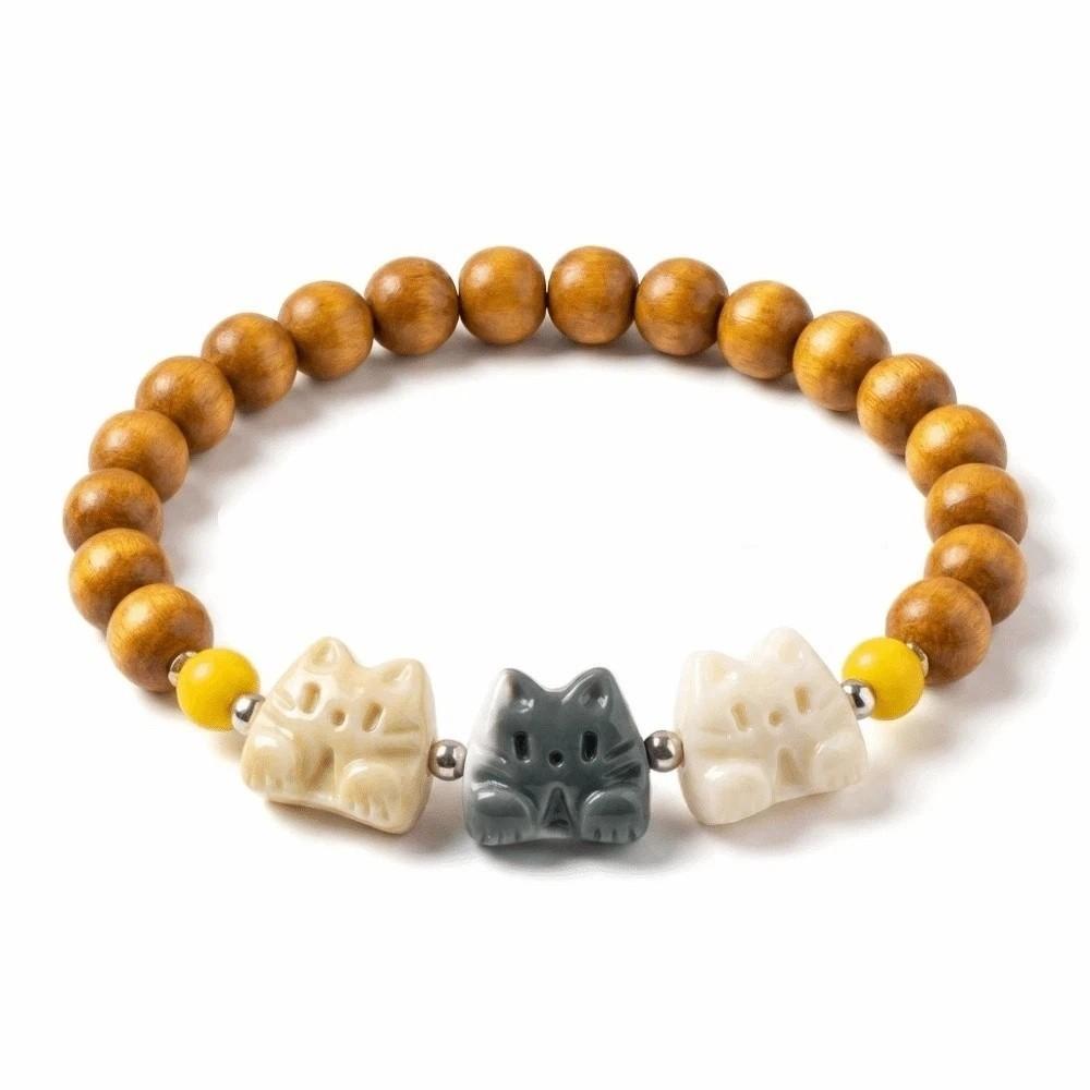 

Cute Biscuit Cat Bracelet Wristband Cat Beads Bracelet Sweet Friendship Bracelet Lovers коричневый
