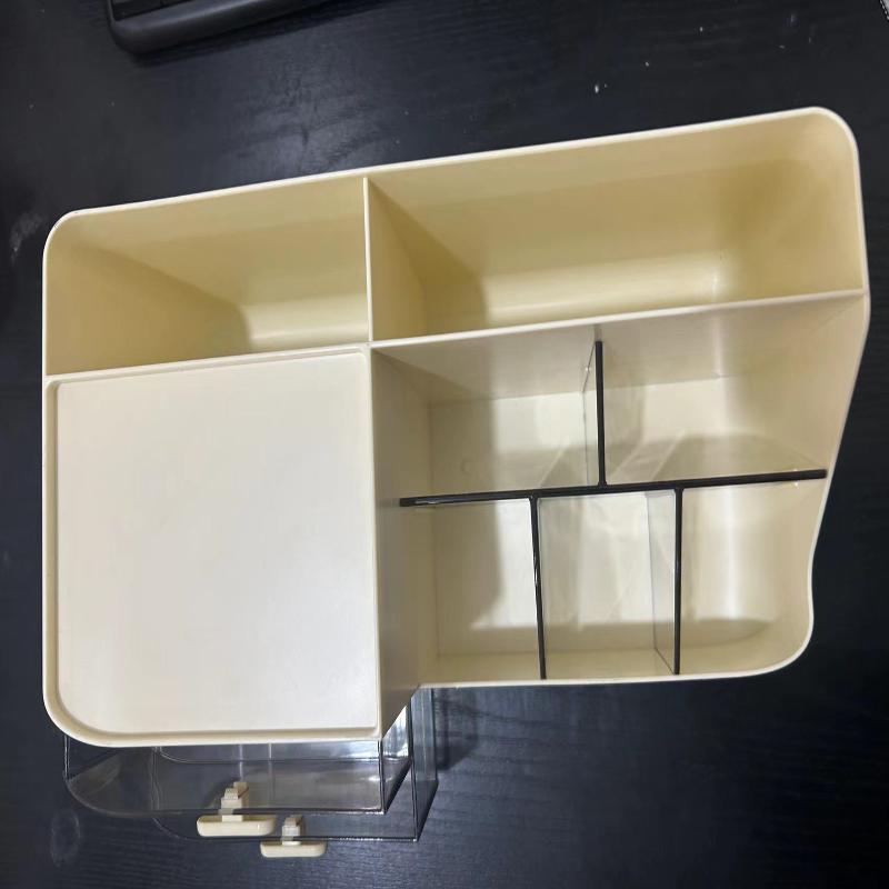 Large Capacity Multifunctional Desk Organizer With 2 Transparent Drawers, Desktop Office Supplies Storage Pen Holder For School