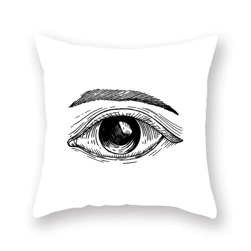 Bedroom Living Room Sofa Cushion Cover Pillowcase Fashion Decor Black Gray Lip Eye Print