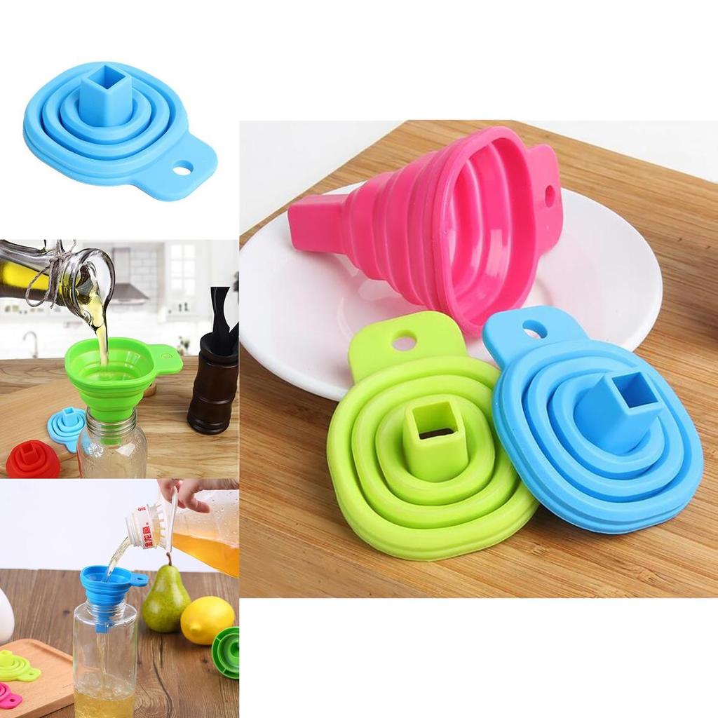 Durable Silicone Portable Retractable Funnels For Home Kitchen Convenient Storage