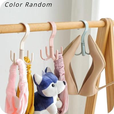 2 Pcs of Rotatable 4-claw Multi-purpose Hanging Hooks Clothes Hangers Neckties, Scarves Clothes and Hats Plastic Hangers